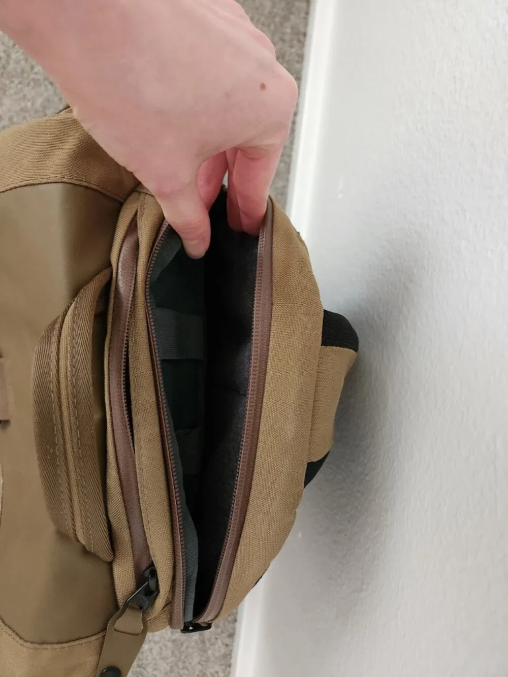 Boundary Supply Errant Sling Tan Tech Sling Laptop Crossbody Bag
